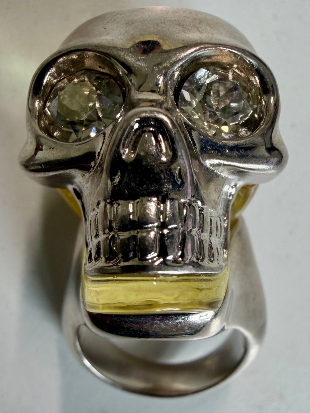 Alexander McQueen Silver-tone Skull Ring with Crystal Eyes - Sz IT 11 - Picture 6 of 9